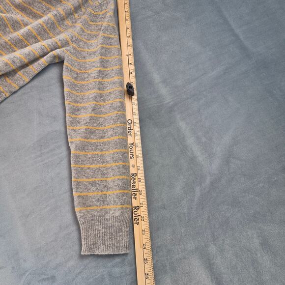 Express Women's Lambswool Sweater Gray With Yellow Stripes Size Large - Picture 5 of 7